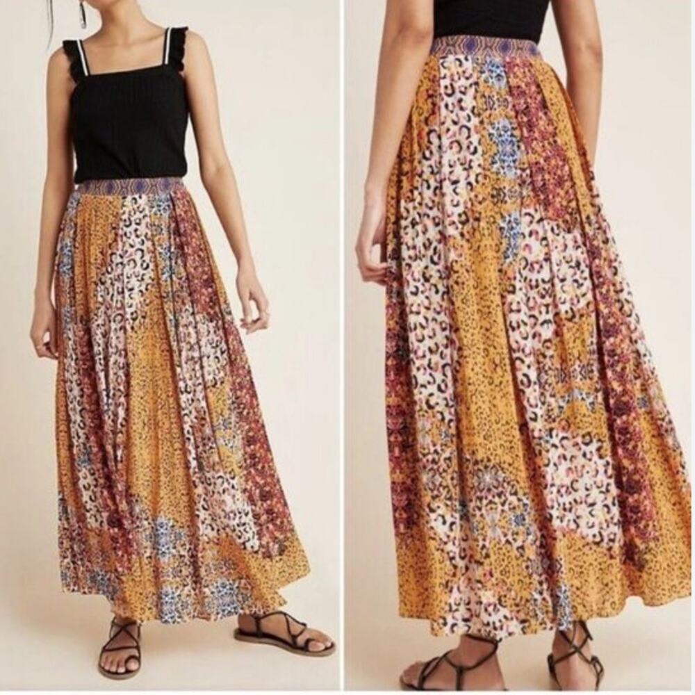 Anthropologie BHANUNI by JYOTI Panthera Maxi Skirt Size 10 Bohemian Art to Wear